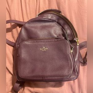 Purple with gold accents Late Spade backpack purse